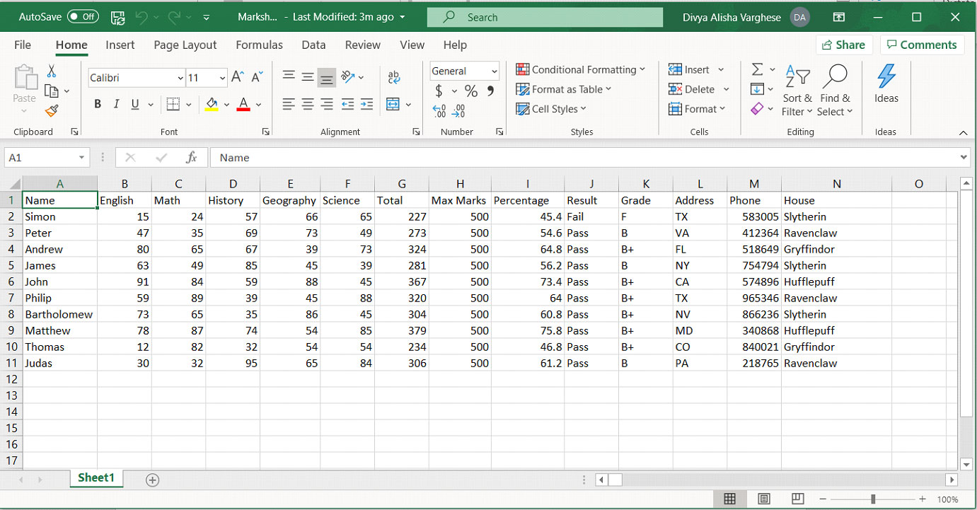 Sample Excel Problems