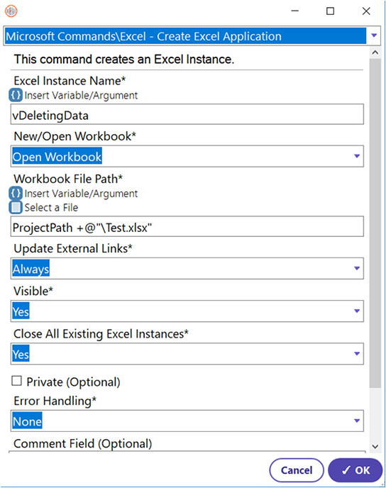 Deleting commands